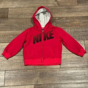 Nike Hoodie Jacket Youth 3T Red Full Zip Athletic Logo Toddler